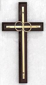 Cherry Wood & Brass Catholic Cana Wedding Cross